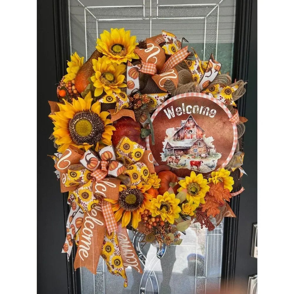 Fall Sunflower Front Door Wreath